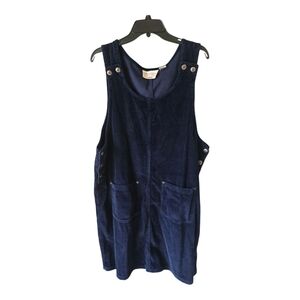 VTG Carolina Colours Corduroy Dress Overalls Jumper 14/16 Navy Blue Women